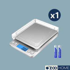 ZOO HOME 食材用電子秤 液晶顯示 輕鬆歸零 廚房必備, 銀色｜３ｋｇ／０．１ｇ｜附電池