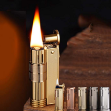 64mm 메탈 엘레강스 방풍 미니 오일 라이터, 1개, 골드