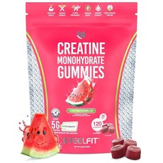 SteelFit Creapure 크레아틴 모노하이드레이트 젤리 남성 및 여성용 쥬시 수박 - 근육 증가를 위한 체육관 운동 영양 보충제 뇌 건강 및, SteelFit Creapure 크레아틴 모노하이드레이, 1