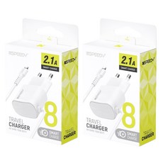 아이폰일체형충전기 고속 2.1A 8핀 1.2m 군대일체형충전기 부대반입, White, 2개