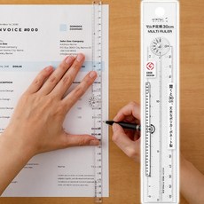 미도리 접이식 멀티자 30cm 각도측정 일본문구 사무용품 4컬러, 투명, 2개