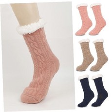 케이블 니트 수면양말 침구용품 소프트 안감 보온 겨울 실내 홈웨어 덧신 여성용