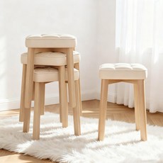 하루꿈 원목 사각 스툴 가죽 쿠션 편한 사각 식탁 스툴의자 4P/2P/1P 패브릭 보조의자, 4개, PU