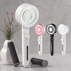 바스웰 5단 조절 원터치 샤워기 헤드 수압 상승 활성탄 필터 목욕 샤워, 바스웰 5단조절 샤워기 (핑크)