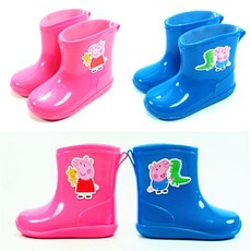 麻吉鞋坊 兒童佩佩豬防水止滑雨鞋(粉/藍)(14-17)