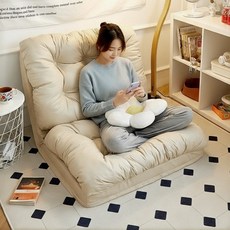 Takata 폭신 접이식 라운지 소파 휴식용 좌식 소파, 흰색