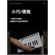 M-VAVE MIDI 鍵盤 25 鍵力度感應琴鍵 內建電池可充電, 1個, SMK25MINI, 1200304