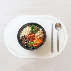 에이플랜 양면 실리콘 식탁매트 무독성 테이블매트 방수 논슬립, 아이보리, 1세트, 43*30cm