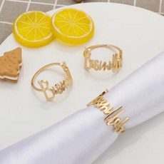 Bismillah 냅킨 링 팩 Eid 이슬람 이슬람 Ramadhan 냅킨 벨트 버클 냅킨 홀더 웨딩 테이블 장식, 6PCS 골드