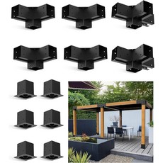 비코판 페르골라 브래킷 4x4 빔 포함 6-레그 어드밴스드 3-웨이4PCS 및 4-웨이2PCS 4-포스트 베이스6PCS 야외 정원 빅 파티오 프레임 키트, 4x4 3-Way + 4-Way