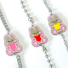 [당일발송] 써지컬스틸 큐티 토끼 미아방지 아기팔찌, 1개, 레드