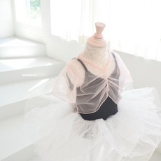 반팔 스트링 시스루 발레티 아기 유아 키즈 여아 발레복 레이어드 티셔츠 워머