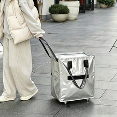 쇼핑카트 바퀴달린 접이식 장바구니카트 대용량 방수 가볍고 휴대 다기능 쇼핑캐리어, C01-은색, 1개