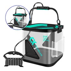 쌍문상회 튼튼한 낚시 두레박 접이식 투명 밑밥통 살림통 낚시용 낚시통 낚시두레박 낚시장비 미끼통 낚시용품 민물낚시용품 낚시소품 낚시필수품 낚시박스 밑밥케이스 40872EA, 투명두레박 8L