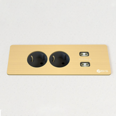 BIS 플랫 심플 미니멀 디자인 빌트인 매립 콘센트 2구 usb 책상 콘센트 침대 콘센트 BID-2002F, 헤어라인 골드