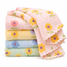 생활클릭 빨아쓰는 꽃무늬 극세사 행주 두꺼운 다용도 요술행주, 1세트