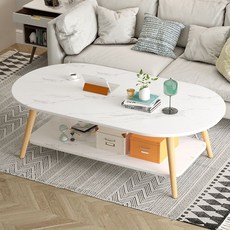 Serendipity Bloom 거실테이블 커피 테이블 소파테이블 2단 거실테이블 H158-007, 대리석흰색