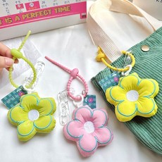 인형 꽃모양 플라워 가방고리 키홀더 키링, 옐로우, 옐로우