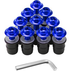 BWWND 10PCS 모터사이클 윈드실드 볼트 나사 키트 M5 바디 마운팅 렌치 알루미늄 합금 모터바이크 페어링 패스너 액세서리블랙, Blue