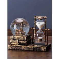 ST 레트로 크리스탈 모래시계 인테리어 빈티지 거실 소품 유리 오브제 홈데코 크리에이티브, 골드 회전 관람차