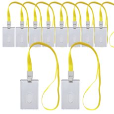 오피스연 사원증 케이스 카드 목걸이 출입증 명찰, 10개, 옐로우