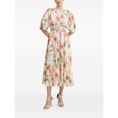 게스 루시 플로럴 브레이디드 웨이스트 미디 드레스
