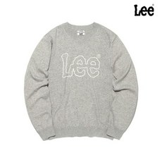 리 LEE 빅 트위치 로고 린넨 블렌드 니트 그레이 (LE2601KT01GR) 471410