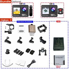[호환] 액션 카메라 5K 4K 60FPS 50MP 2.0인치 터치 EIS 사전 녹화 무선 마이크 Wi-Fi 170도 DVR 웹캠 방수 30M 5배 줌 스포츠, G9S, 13)Option 7