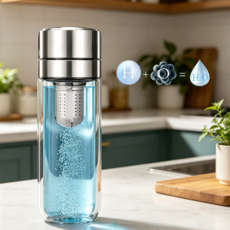 Mochae 수소 유리 물병 휴대용 수소컵 700ml 대용량 필터 수소수 보틀 수소 워터컵 캠핑 헬스 운동용, 500ML