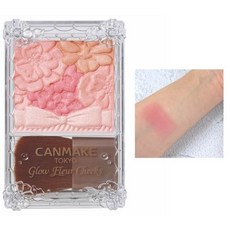 CANMAKE TOKYO Glow Fleur Cheeks 花瓣花雕腮紅 五色雙質地 柔焦細緻, 1個, 01 蜜桃粉