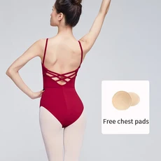 새로운 여성 캐미솔 발레 레오타드 성인용 백리스 댄스 바디 슈트 스케이트 요가 수영복 검은 체조, XXL, 01 Burgundy