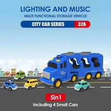 5pcs 장난감 건설 차량 운송 트럭 소방차 선물, 5City-Car