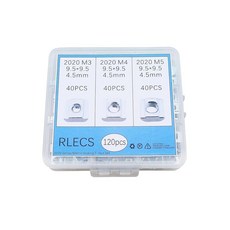 [ 1081429 ] RLECS 120개 세트 M3/M4/M5 실버 탄소강 타입 20 T 모양 슬라이드 너트 콤비네이션 9.5x9.5x4.5mm 산업용 알루미늄 프레임 구조 3, [ 1081429 ] RLECS 120개 세트 M3/M