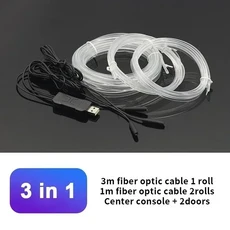 자동차 인테리어 앰비언트 라이트 RGB 음성 제어 차가운 빛 스트립 네온 장식 조명 1 in 1 2 3 4 5/6, 06 3 In 1