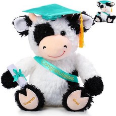 해외 Chalyna 25.4cm10인치 졸업 시즌 소 봉제 동물 모자 졸업장 및 띠 포함 친구 친척 파티를 위한 선물 장식레드 미국매장정품+ 1728862, .0003.초록색.