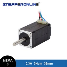 DIY CNC 3D 프린터용 Nema 8 스테퍼 모터 4-리드 3Ncm4.25oz.in 0.3A 38mm 길이 12V, 01 01 CHINA, 1개