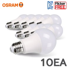[오스람]LED 벌브 8W 플리커프리 LVCLA 8W 10개입, 전구색, 10개