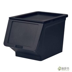 GREEN CALM附蓋傾斜開口可堆疊收納箱 簡約防塵收納籃, 經典黑, 1個