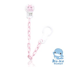 酷咕鴨 造型奶嘴鍊 KU5306 安全材質 防止奶嘴掉落, 粉色, 1條