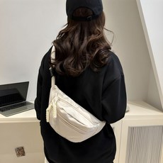 트레오바 크로스 힙색 남녀공용 백 핸드폰 지갑 수납 어깨가방 캐주얼 스타일 편리, 심플스트링-아이보리