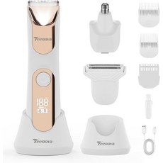 전기 바디 헤어 트리머 면도기 - 남성용 3 in 1 퍼빅 트리머 - 여성용 비키니 트리머 - 세라믹 블레이드 헤드가 있는 닉 그로운 볼 면도기 없음 무선 도크 충전, White