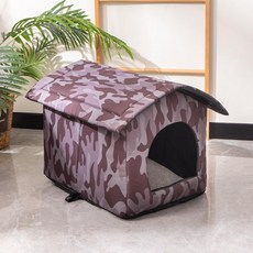 강아지 고양이 길냥이급식소 비닐하우스 길냥이 겨울집, 1개, 그레이 카모플라주 하우스 커튼 45 35x34