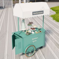 푸드트럭 이동식 푸드카 커피트럭 커피 다기능 카트 노점 밥차 트레일러 카페 포장마차 야시장 스낵차 디저트차 커피차 대여 출장용 야시장용 매대 푸드트럭 이동식 판매대 야시장 스낵카트, 진주 화이트-베이지 천, 133x95x210 사이즈