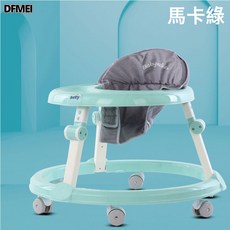 DFMEI 嬰幼兒學步車多功能防側翻6-12月男女孩可坐可推兒童手推車, 綠色蜂蜜學步車普通輪餐盤款