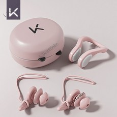 【熱賣款】新款防水防掉帶繩硅膠防水遊泳耳塞防嗆鼻夾兒童洗澡裝備套裝, 侍-櫻花粉鼻夾耳塞游泳套裝, 1個