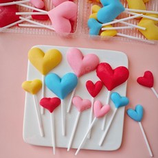 레드 러브 하트 모양 케이크 초콜릿 장식 (240개입) 식용 데코 발렌타인 생일 베이킹 꾸미기 세트 슈가 폰던트, 30. 159 러브 롤리팝 36