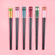 親子合金筷子3雙裝4家用防滑寶寶短小孩分人標志家庭筷一家三口四筷子環保筷防滑筷子耐熱筷子餐具用品, 6色短款）1藍1黃1紅2粉1綠, 1個