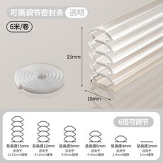 門縫密封條 防蚊蟲 防漏冷氣 隔音門縫條, 1個, 透明色-6米/卷【可密封1-15mm縫隙