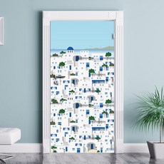 현관문 리폼 시트지 산토리니의 마을 유리문시트지 현관문리폼시트지 문시트지, 없음