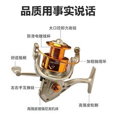 AK7000 金色 紡車輪 漁輪 3.2:1 釣魚輪, 無魚線,金色3000型紡車漁輪